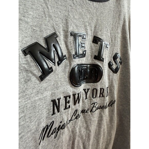 Lee Sport New York Mets Major League Baseball XL Grey Puff Print Embossed VTG - Picture 3 of 7